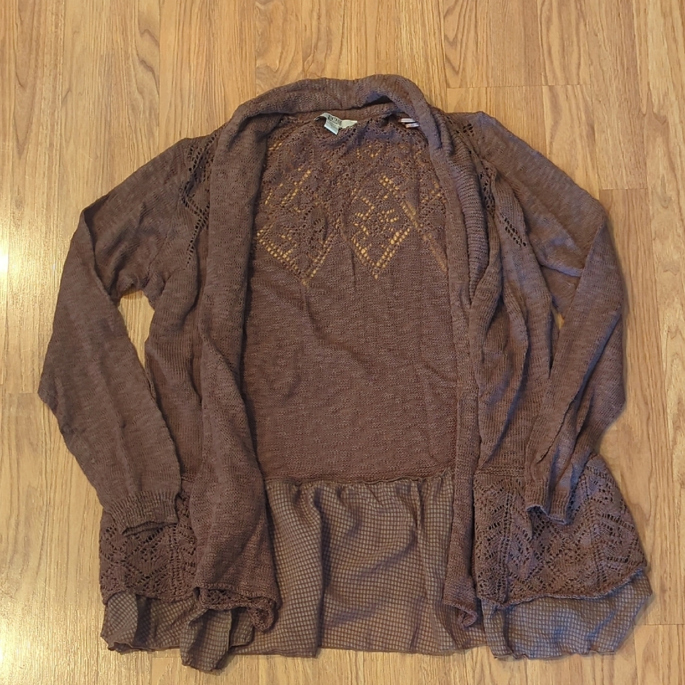 Vintage America Brown Open-Front Cardigan Sweater